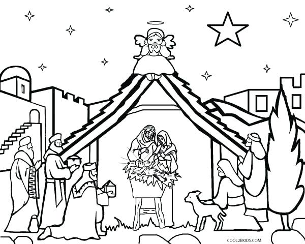 600x480 Nativity Scene Coloring Pages Amazing Nativity Scene Coloring