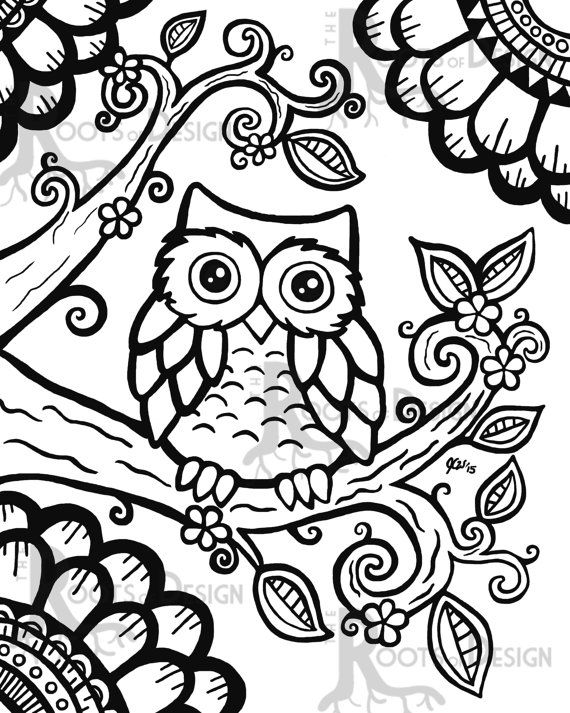 570x713 Owl Coloring Pages For Adults