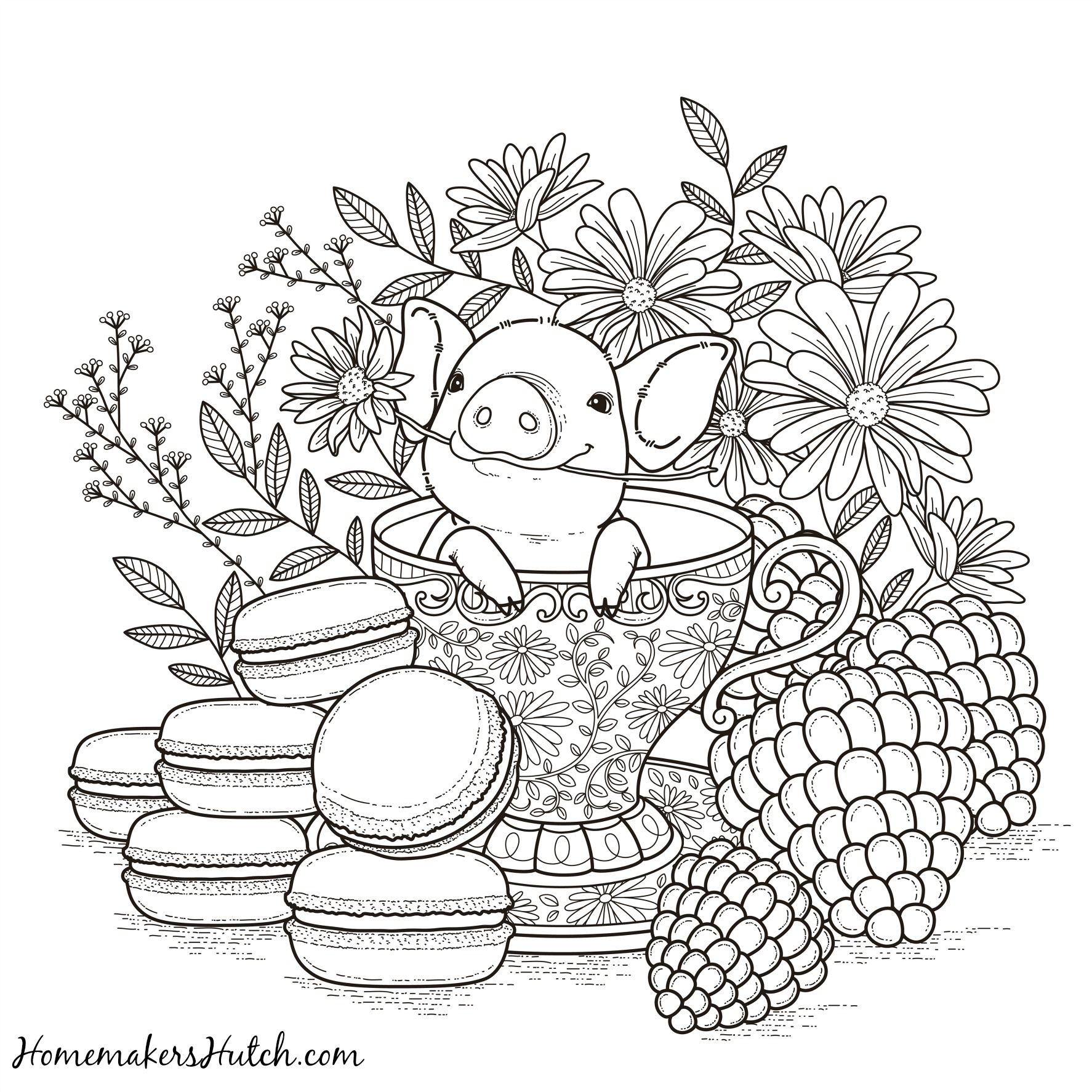 1774x1774 Rare Free Printable Tea Cup Coloring Pages Pig In A Adult Page