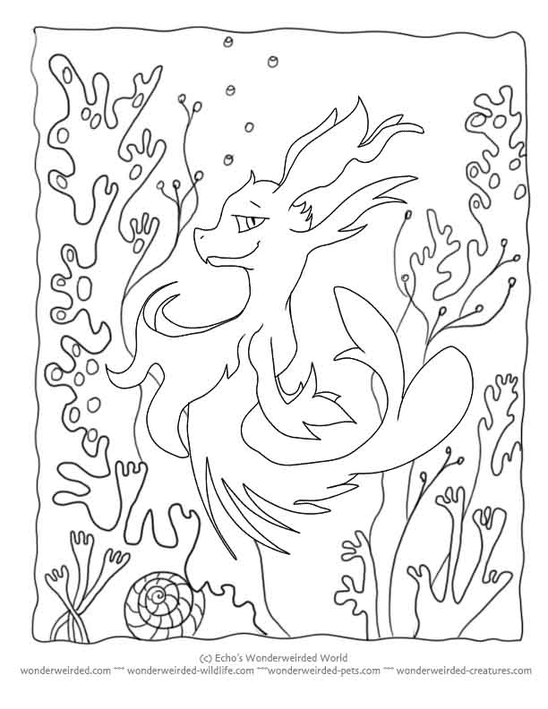 612x792 Printable Cartoon Coloring Page Seahorse Seadragon