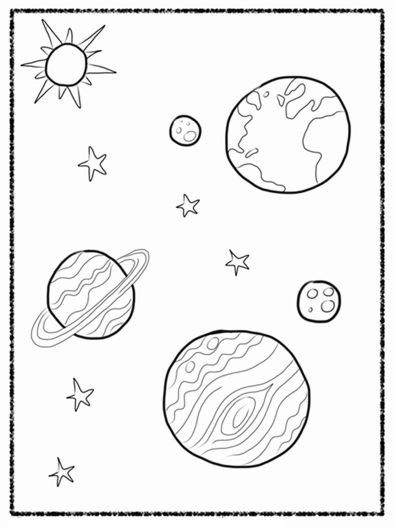 792x1056 Coloring Page Solar System Coloring Page Black And White Picture
