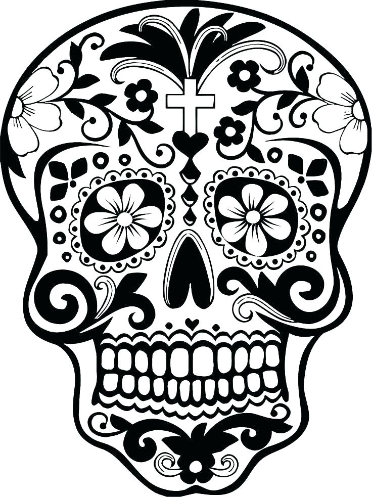 736x983 Sugar Skull Color Pages Printable Sugar Skull Coloring Pages