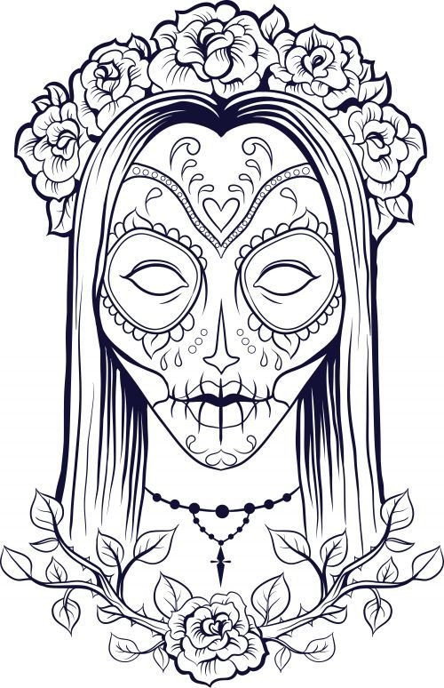 500x774 Sugar Skull Coloring Page Calaveritas Mexicanas, Calaveras Y