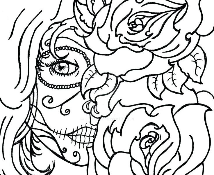 736x600 Cool Coloring Pages Cool Coloring Pages Free Printable Sugar Skull