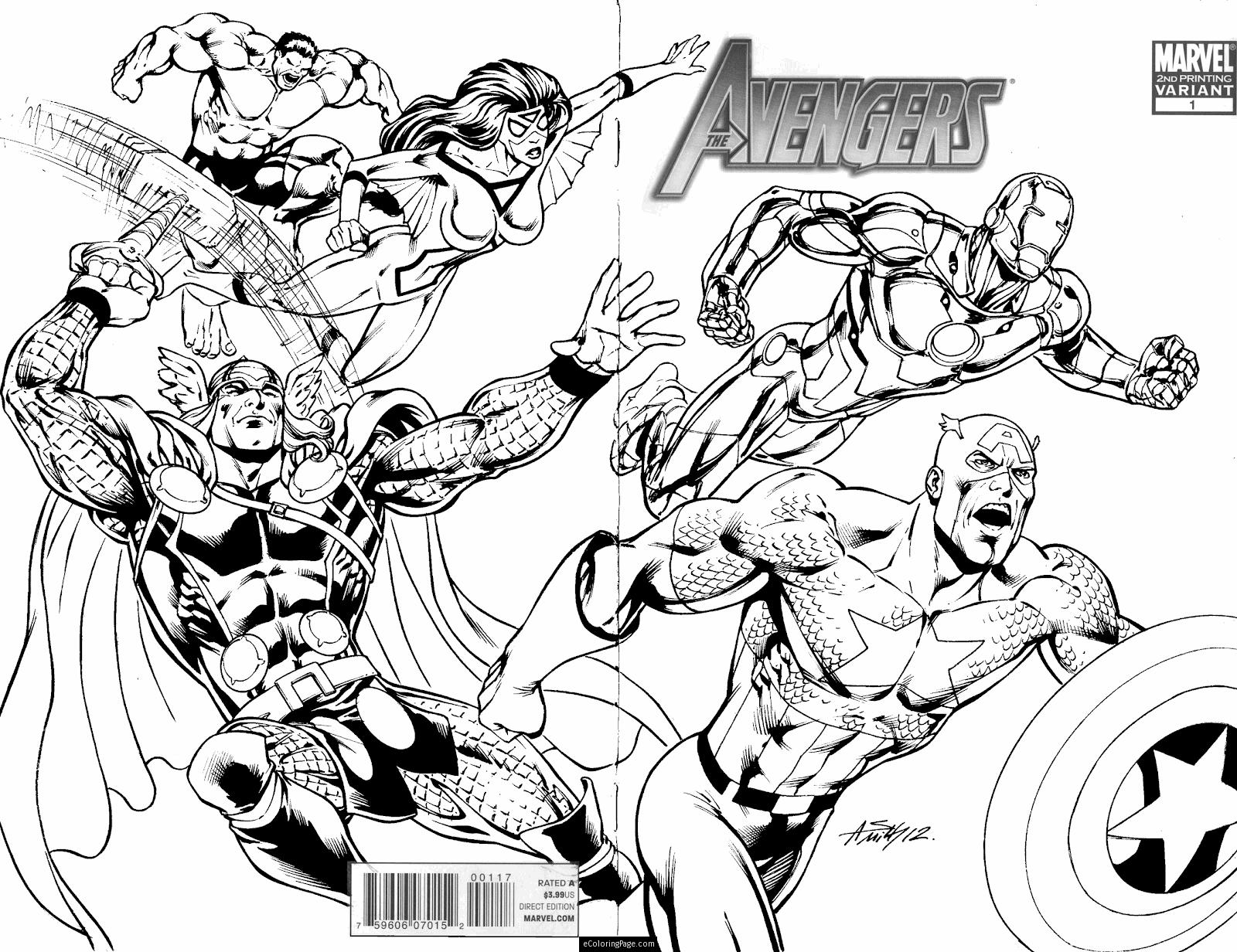 1600x1232 Marvel Superheroes Avengers In Action Coloring Page For Kids