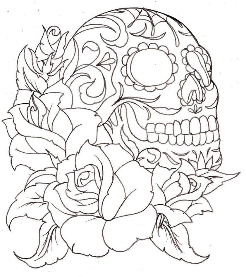 841x949 Sugar Skull Coloring Page Coloring Home, Coloring Pages Tattoos