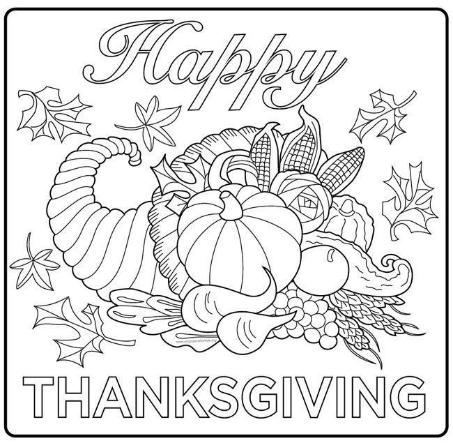 650x635 Harvest Cornucopia Drawing A Simple Coloring Page For Kids