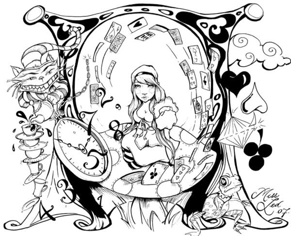 600x488 Creative Inspiration Alice In Wonderland Coloring Pages Free