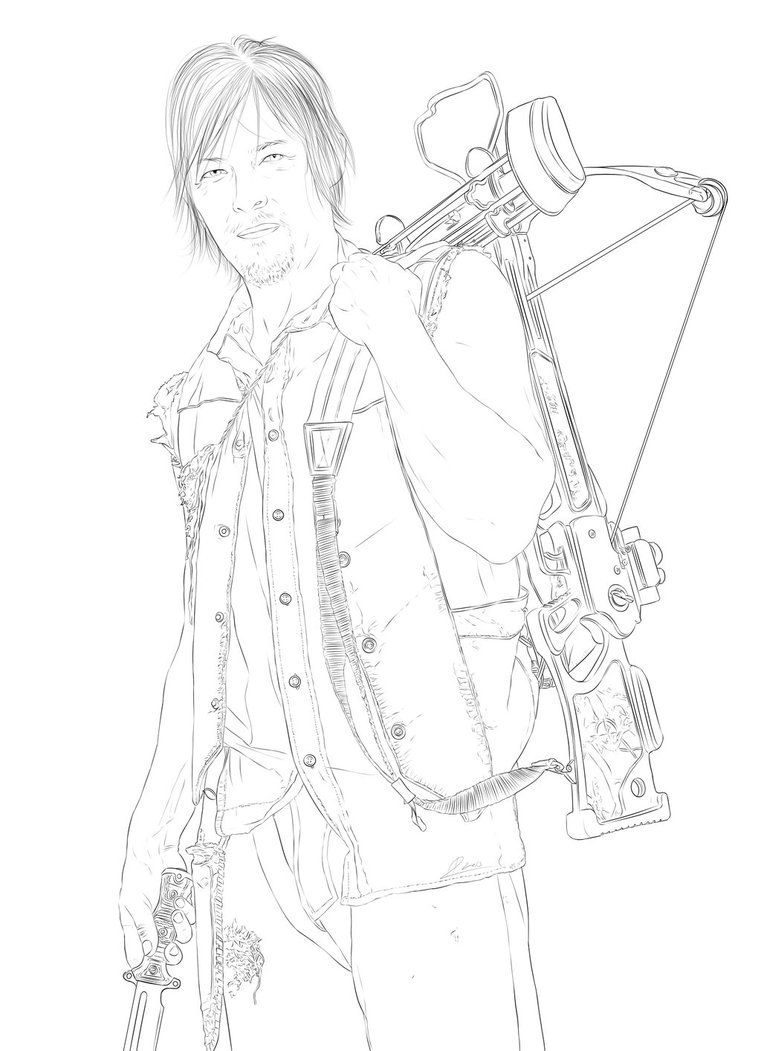 761x1051 The Walking Dead Daryl Coloring Pages Pintar Piso Colores