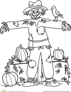 301x385 Color The Happy Scarecrow Worksheet