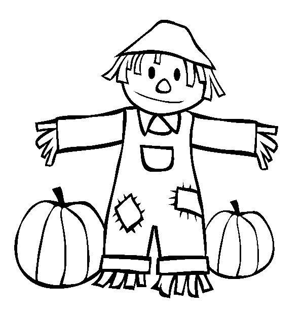 600x612 Coloring Pages Scarecrow Scarecrow Coloring Pages Colouring