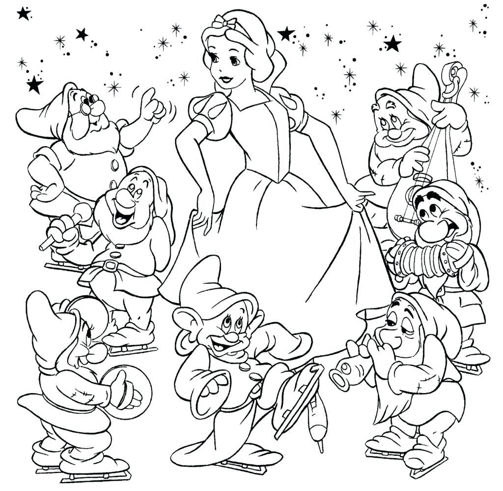 1024x998 Coloring Pages Snow White Coloring Pages Seven And Free Online