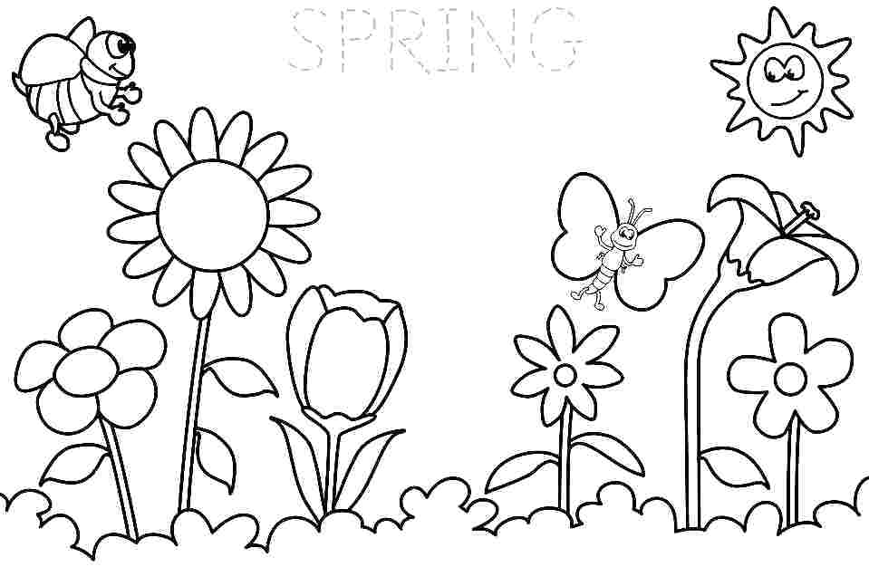 959x626 Happy Spring Coloring Pages For Kids Preschool To Humorous Kids