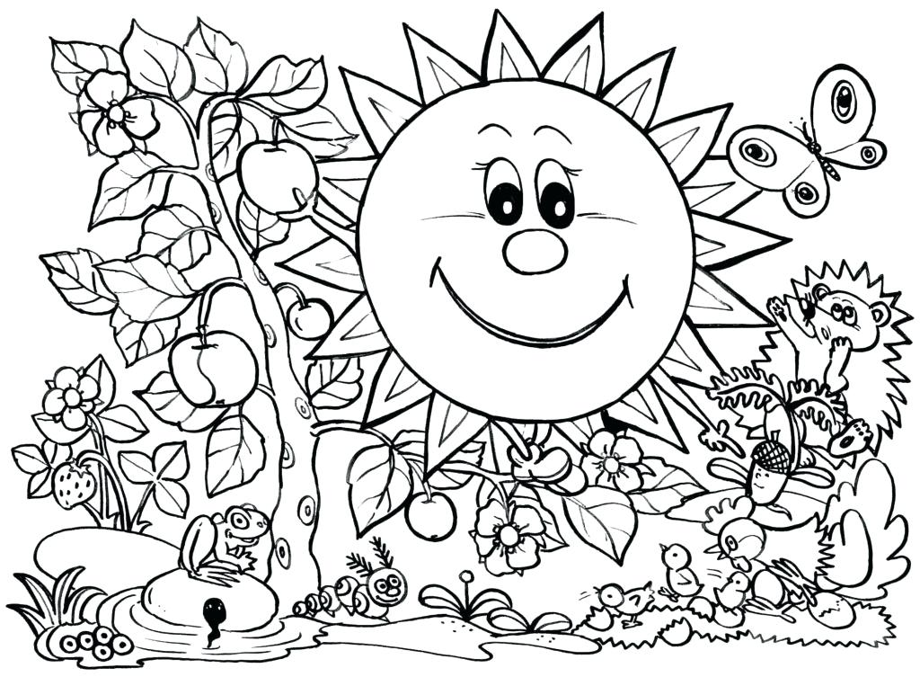 1024x753 Valuable Spring Coloring Pages For Kids Printable Top Free
