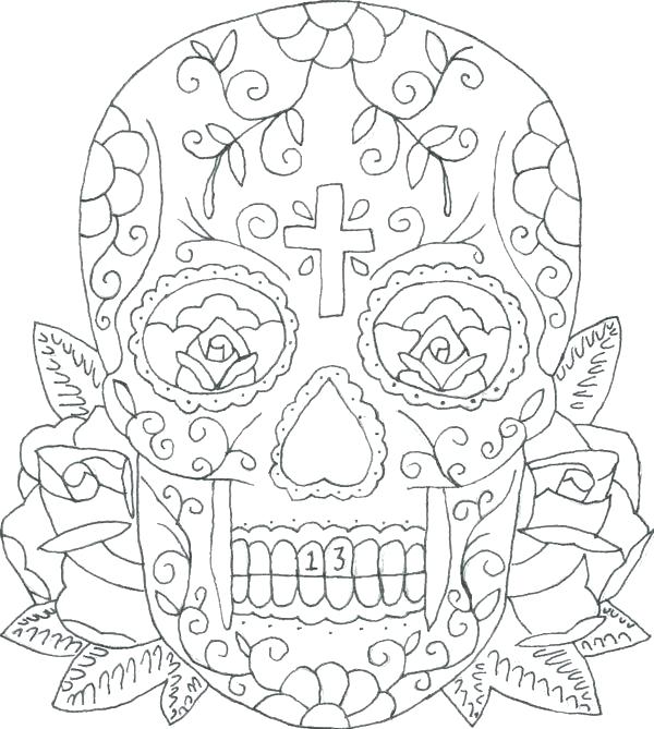 600x669 Sugar Skull Coloring Pages Pdf Free Skulls Printable Sk