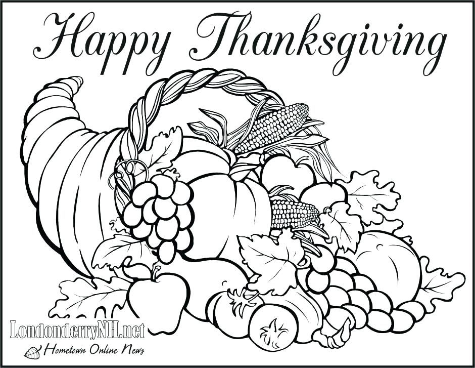 940x727 Thanksgiving Coloring Pages Free Cornucopia Coloring Sheets Free