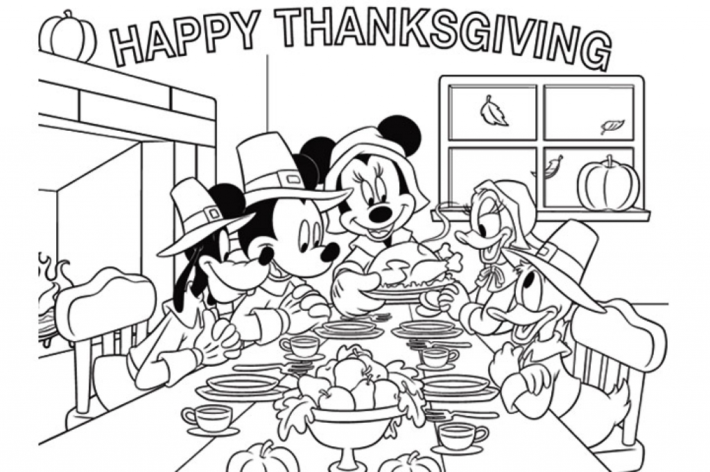 1024x682 Mickey Mouse Thanksgiving Coloring Pages For Kids Mickey Mouse