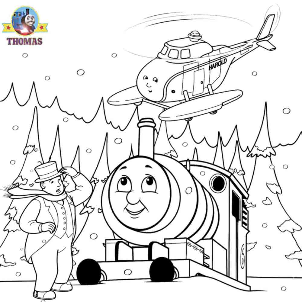 1000x1000 Thomas The Tank Engine And Harold Helicopter Coloring Pages