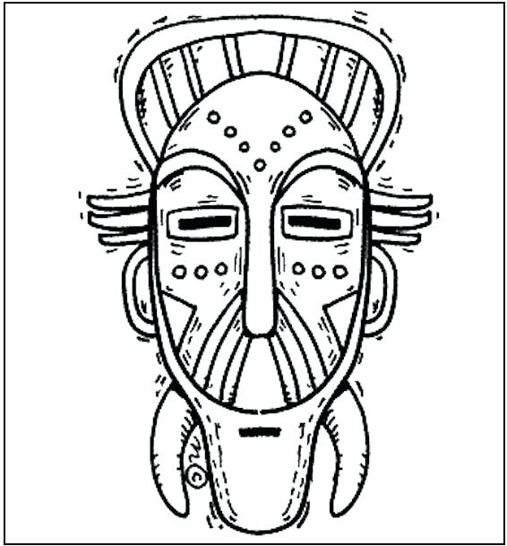 566x609 Mask Coloring Pages Mask Templates Tribal Mask Free Coloring