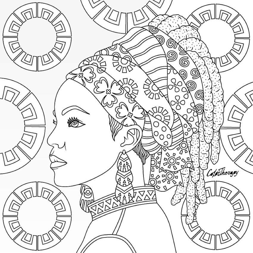 850x850 Tribal Queen Coloring Page Coloring Pages For Adults