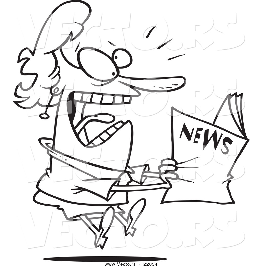 1024x1044 Vector Of A Cartoon Woman Reading Exciting News