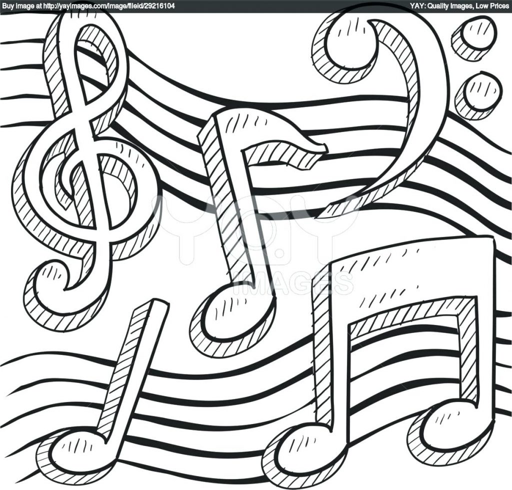 1024x980 Coloring Page Music Coloring Page Royalty Free Vector Of Notes