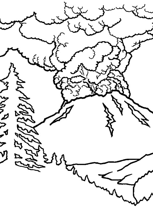 600x812 Great Volcano Eruption Coloring Page