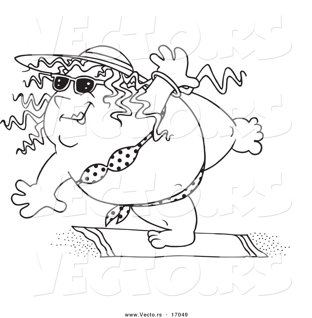 1024x1044 Vector Of A Cartoon Fat Woman Doing Yoga In Her Bikini