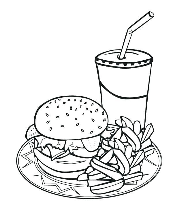 600x739 French Fries Coloring Page