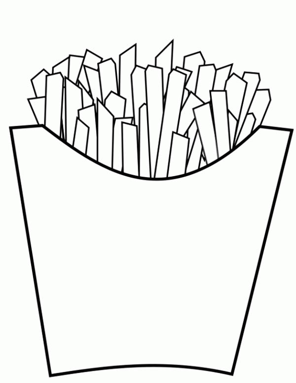 600x776 Coloring Pages French Fries Junk Food Delicious Fries Coloring