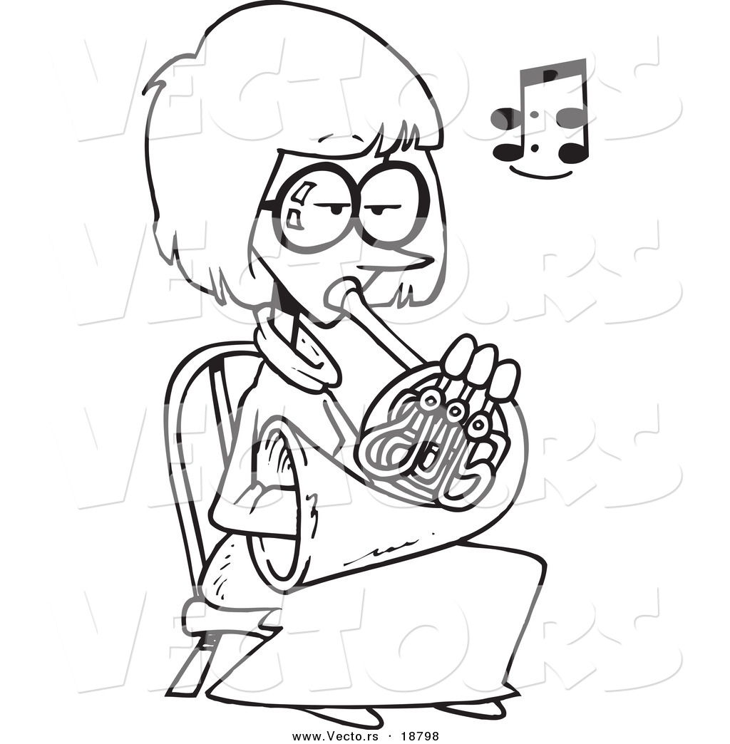 1024x1044 Vector Of A Cartoon Woman Playing A French Horn