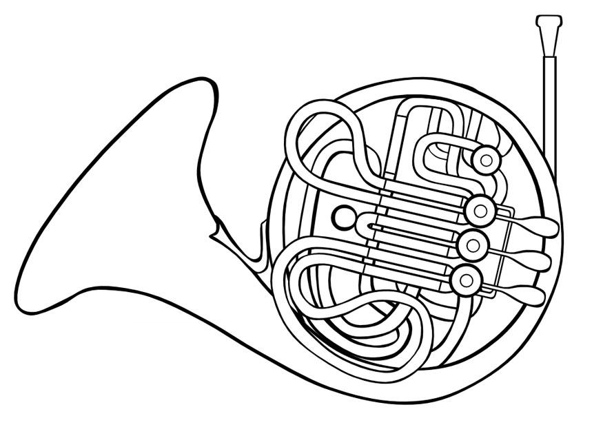 875x620 Coloring Page French Horn