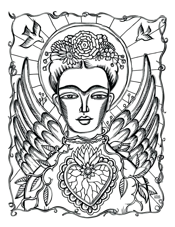 700x906 Frida Kahlo Coloring Pages Coloring Page Inspired