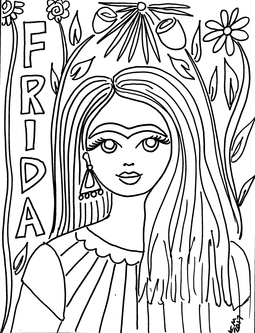 890x1161 Free Frida Kahlo Coloring Pages!