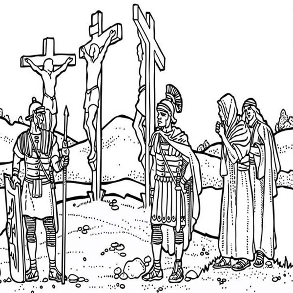 600x600 Good Friday Coloring Pages Depiction Of Jesus Crucifixion Batch