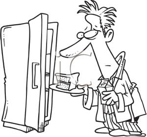 300x279 Royalty Free Clipart Image Coloring Page Of A Man Sneaking Food