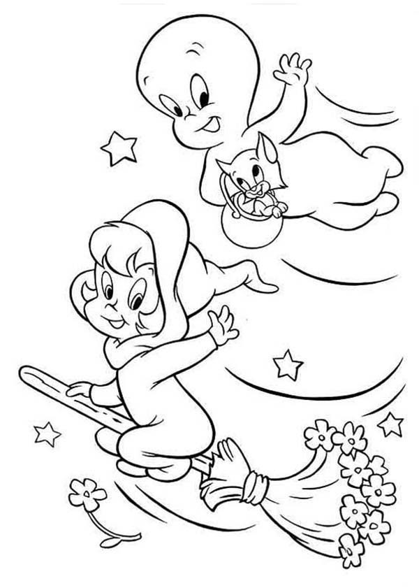 600x841 Casper The Friendly Ghost Waving His Hand Coloring Pages Batch