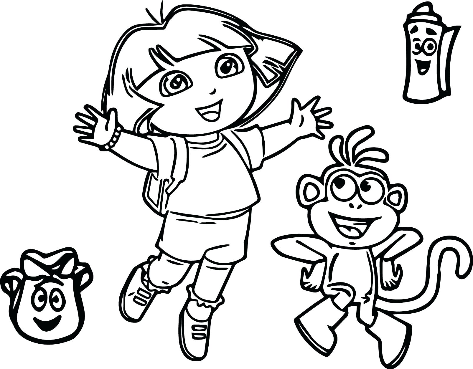 1605x1253 Dora And Friends Coloring Pages Pdf Explorer Cartoon Page Playing
