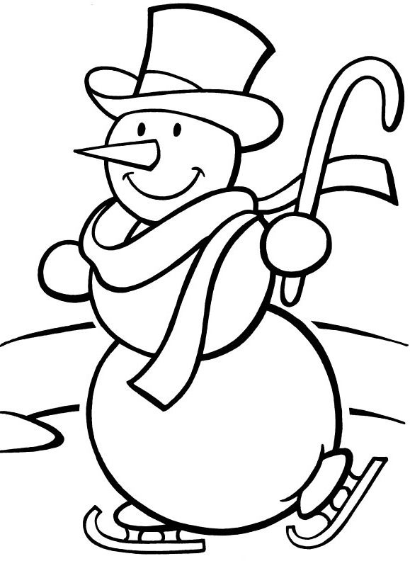 579x792 Frosty Snowman Playing In Winter Coloring For Kids