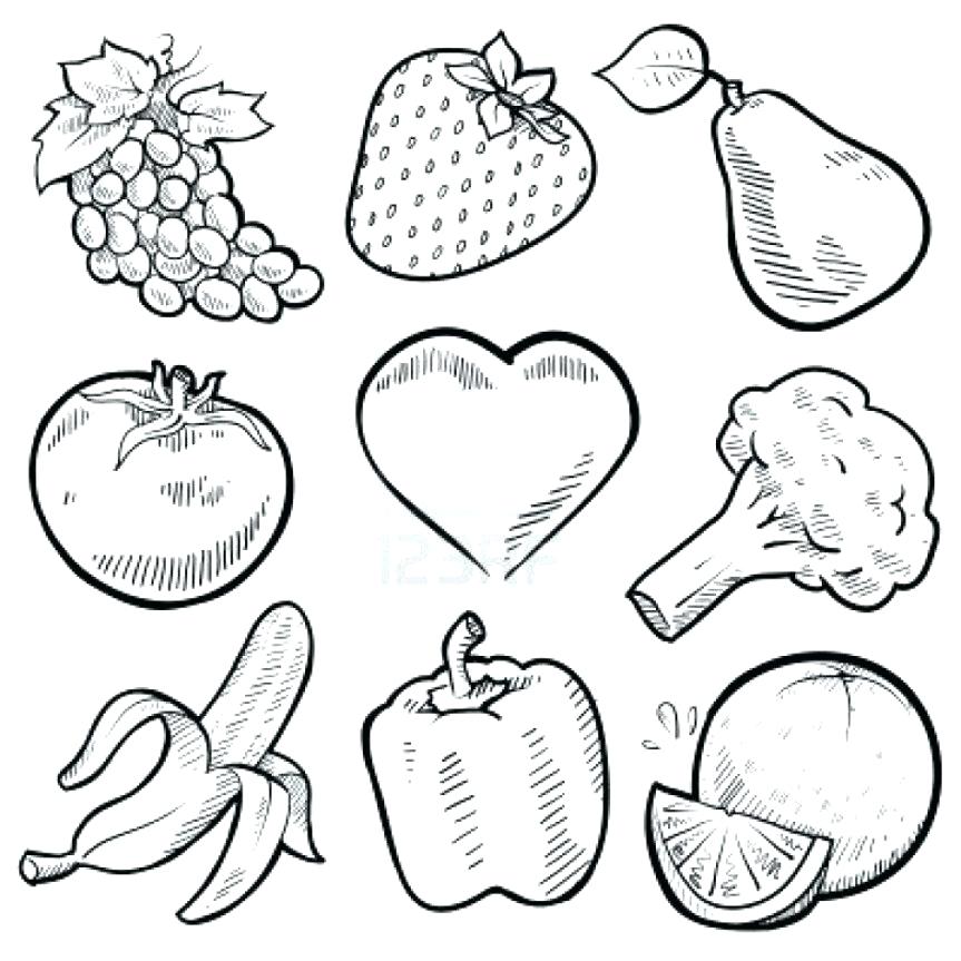 863x863 Fruit And Veggie Coloring Pages Vegetable With Printable Drawing