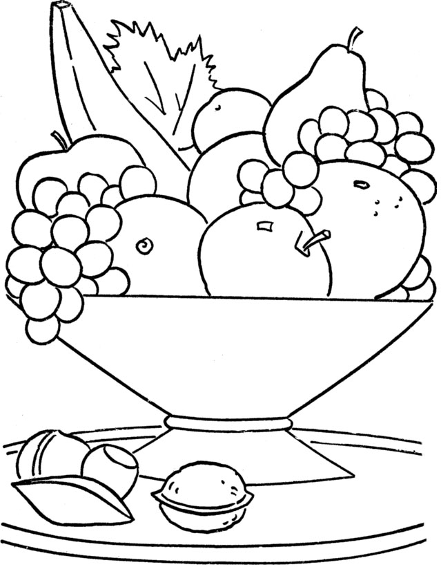 639x820 Fruit Basket Coloring Page