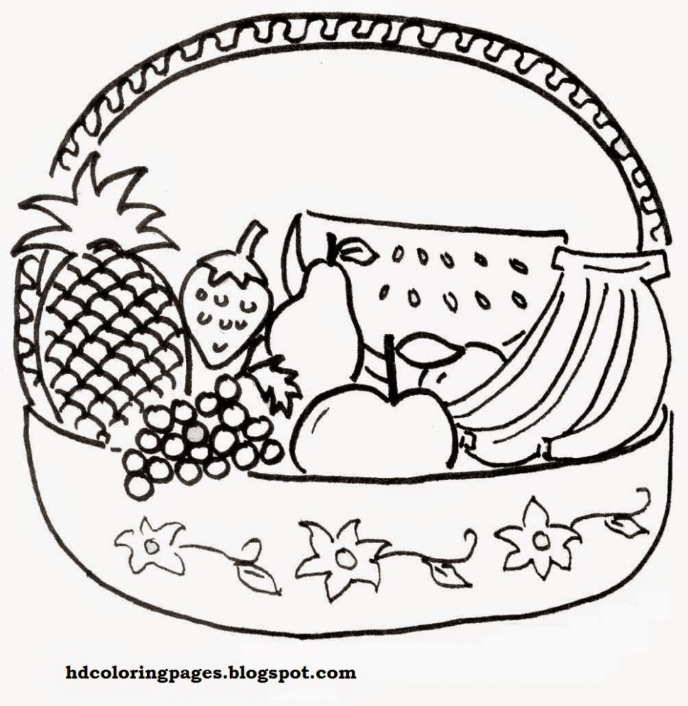 970x996 Fruits Basket Coloring Pages Printable For Kids Striking