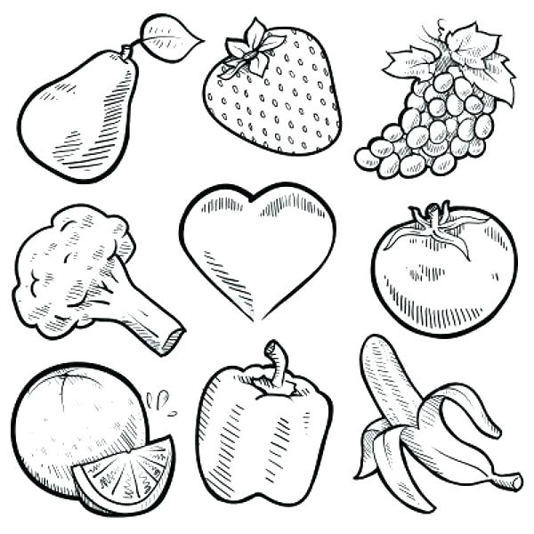 600x600 Coloring Pages Of Fruits Fruits Coloring Pages Fruit Basket