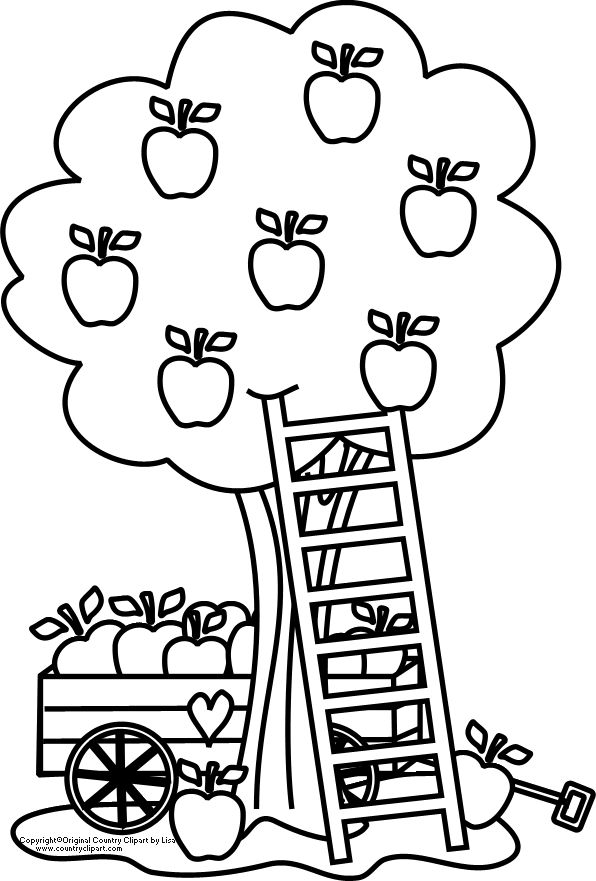 596x881 Fall Apple Tree Coloring Pages Color Bros
