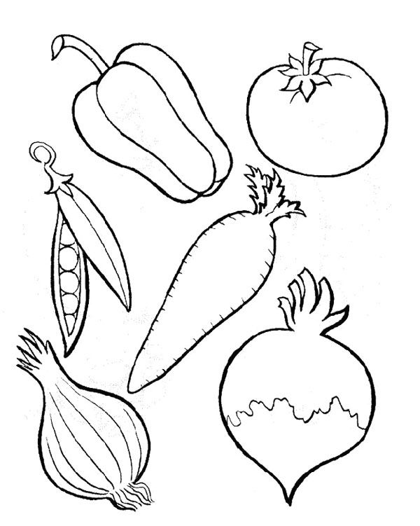 600x751 Six Kinds Of Perfect Vegetables Coloring Page Kids Coloring