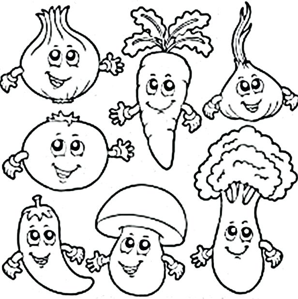 616x618 Vegetable Coloring Pages Coloring Pages Of Fruits And Vegetables