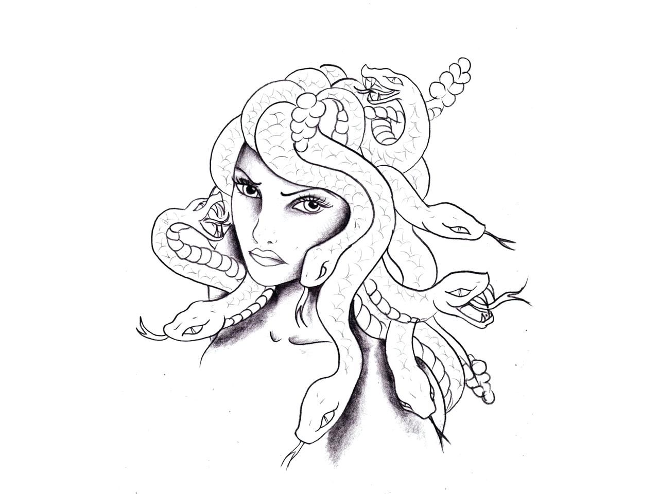 1280x960 Coloring Pages Flowers Hard Medusa Full Body Pencil And In Color
