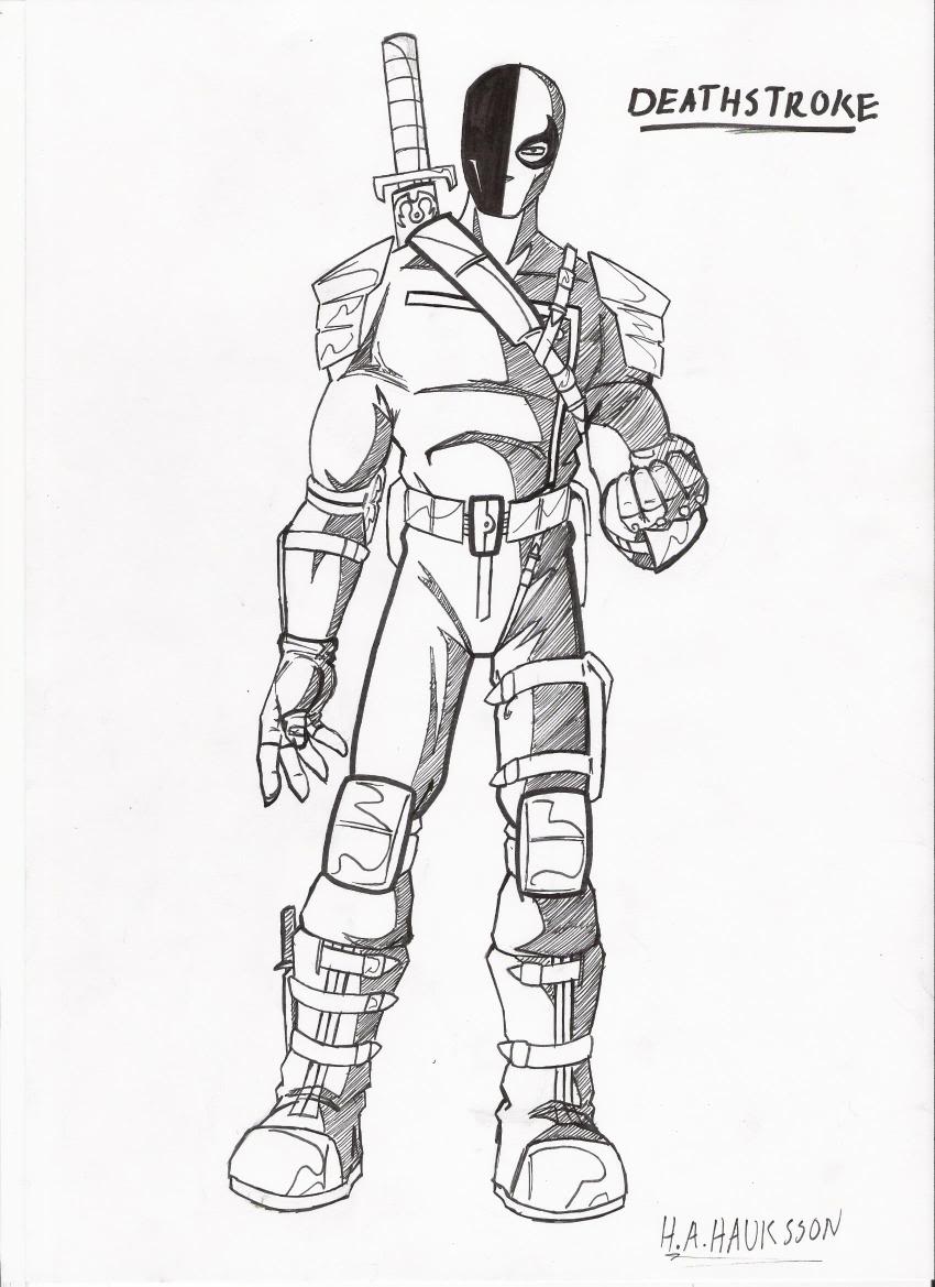 850x1169 Deathstroke Vs Deadpool Coloring Pages Home At For Arkham Origins