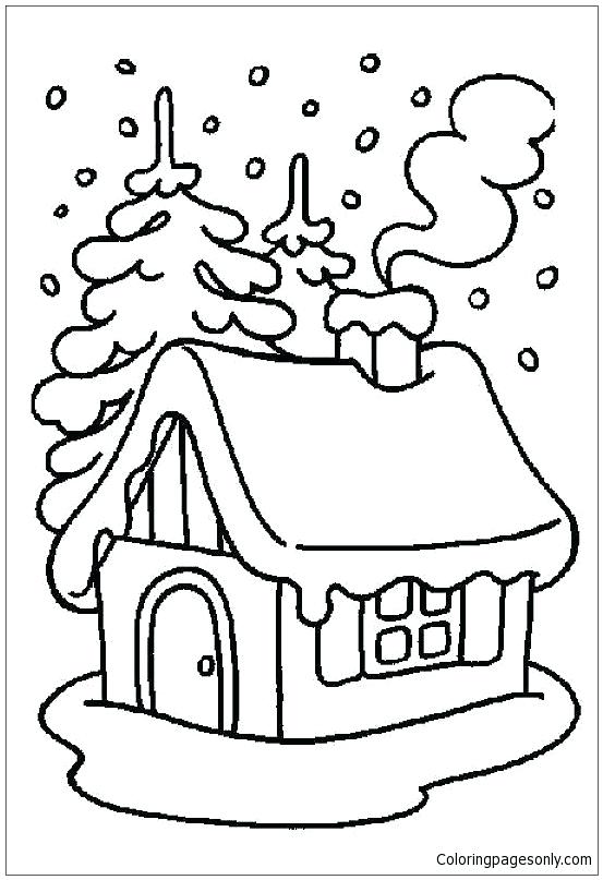 553x807 House Coloring Pages Winter House Coloring Page Free Full House