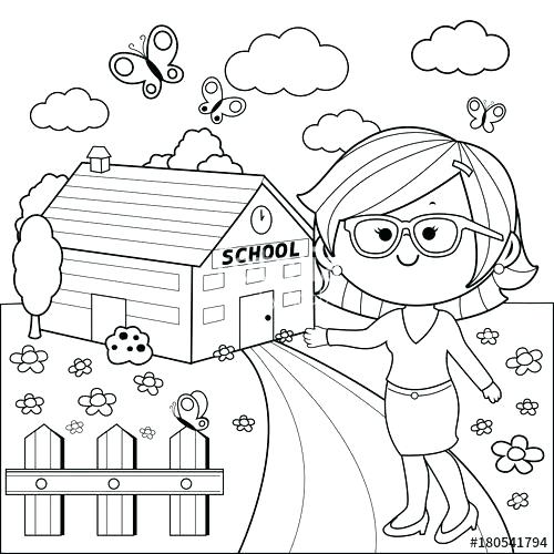 500x500 School House Coloring Page Full House Coloring Pages Ideas House